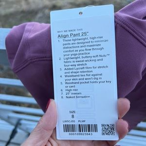 Purple LULULEMON Align pant 25” NWT
